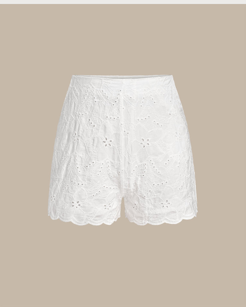 Women's Woven Polyester Shorts White Bottoms - RIHOAS