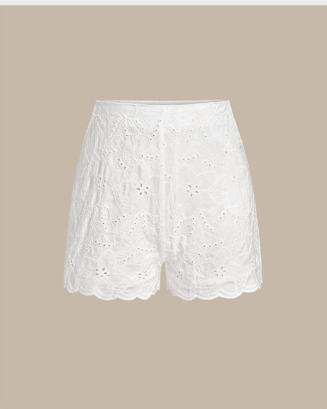 Women's Woven Polyester Shorts White Bottoms - RIHOAS