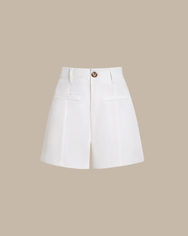 Women's Woven Polyester Shorts White Bottoms - RIHOAS