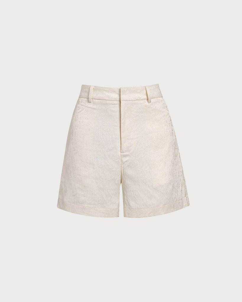 Women's Woven Polyester Shorts White Bottoms - RIHOAS