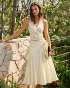 Women's Woven Polyester Skirt Apricot Bottoms - RIHOAS