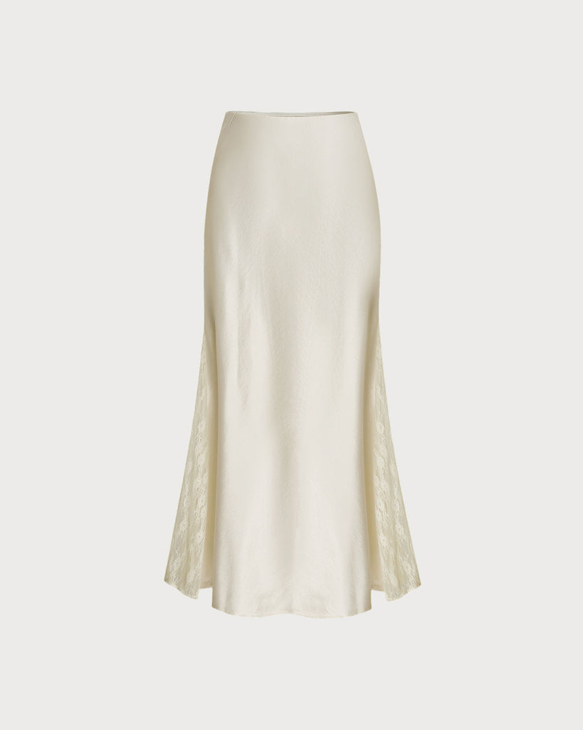 Women's Woven Polyester Skirt Beige Bottoms - RIHOAS