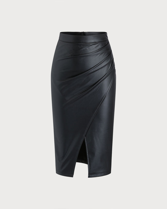 Women's Woven Polyester Skirt Black Bottoms - RIHOAS