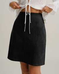 Women's Woven Polyester Skirt Black Bottoms - RIHOAS