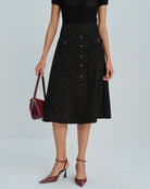Women's Woven Polyester Skirt Black Bottoms - RIHOAS