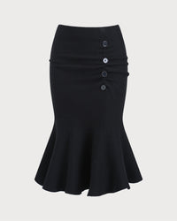 Women's Woven Polyester Skirt Black Bottoms - RIHOAS