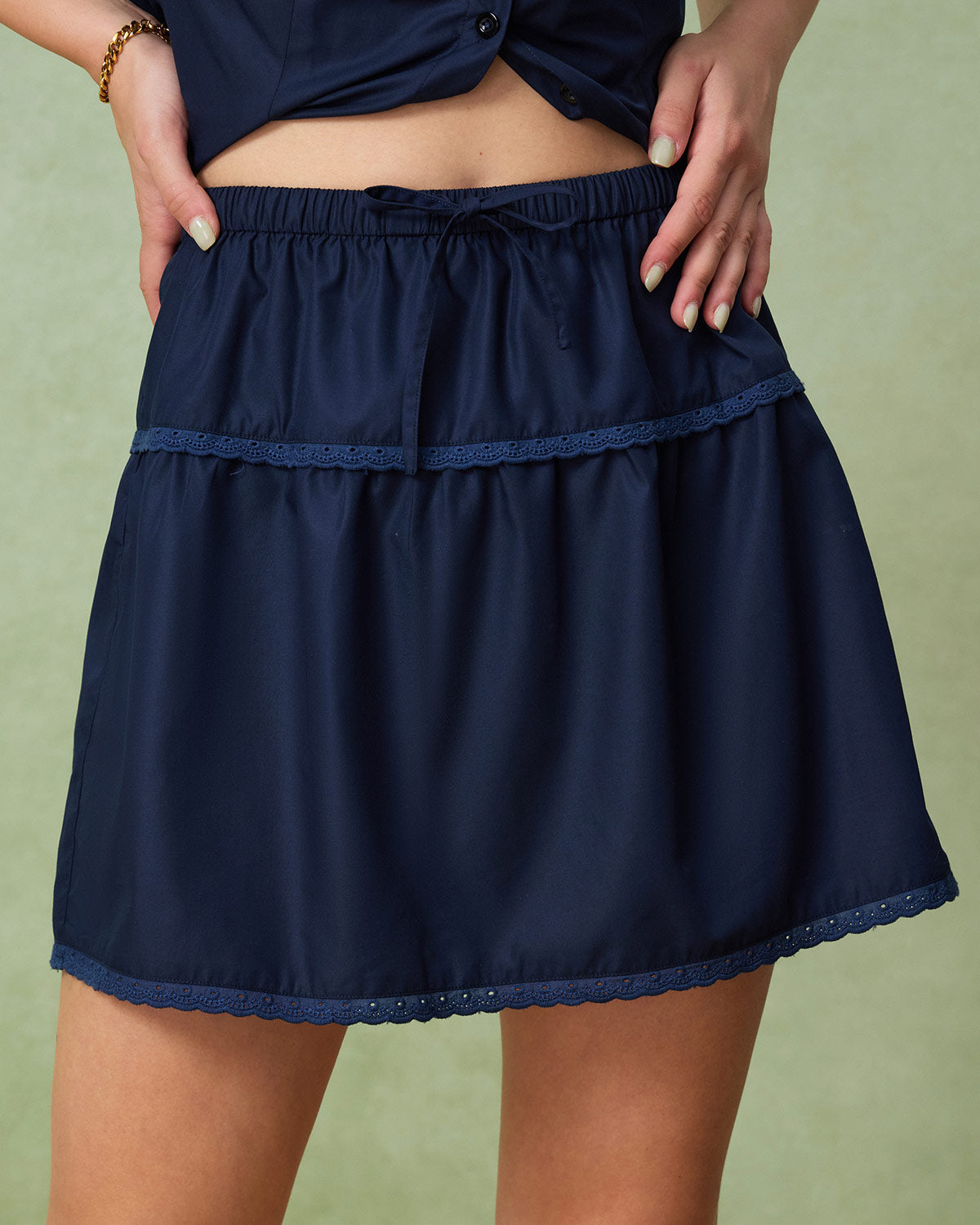 Women's Woven Polyester Skirt Blue Bottoms - RIHOAS
