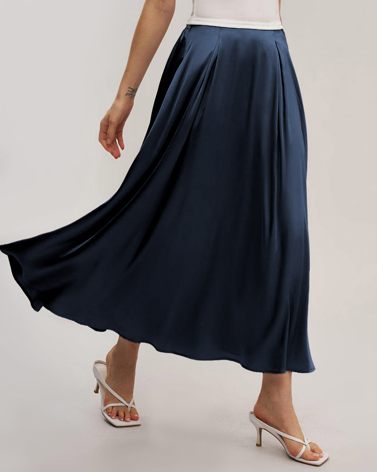 Women's Woven Polyester Skirt Blue Bottoms - RIHOAS