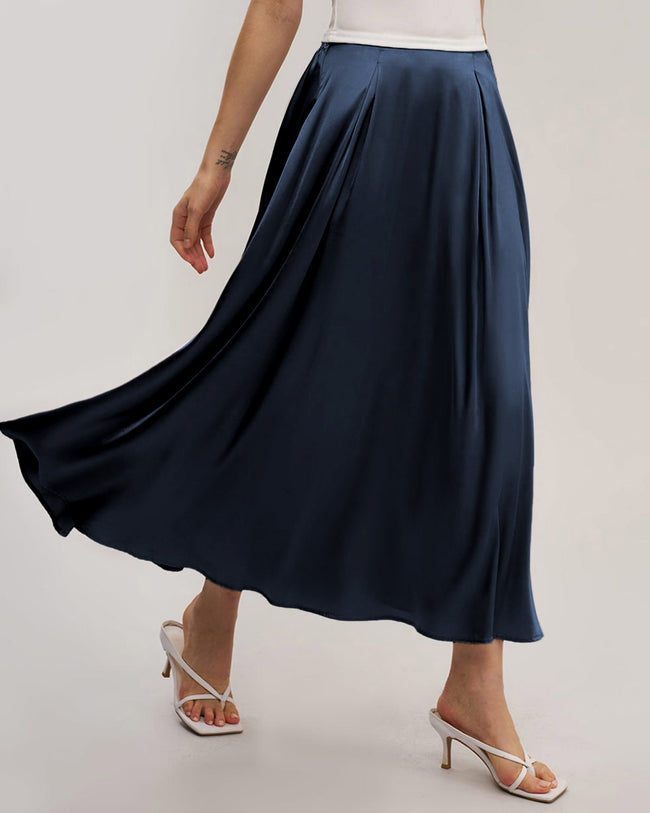 Women's Woven Polyester Skirt Blue Bottoms - RIHOAS