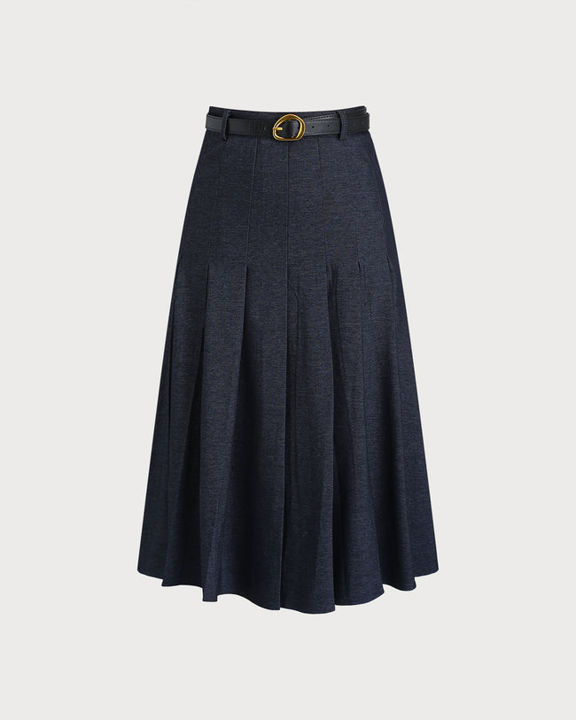 Women's Woven Polyester Skirt Blue Bottoms - RIHOAS