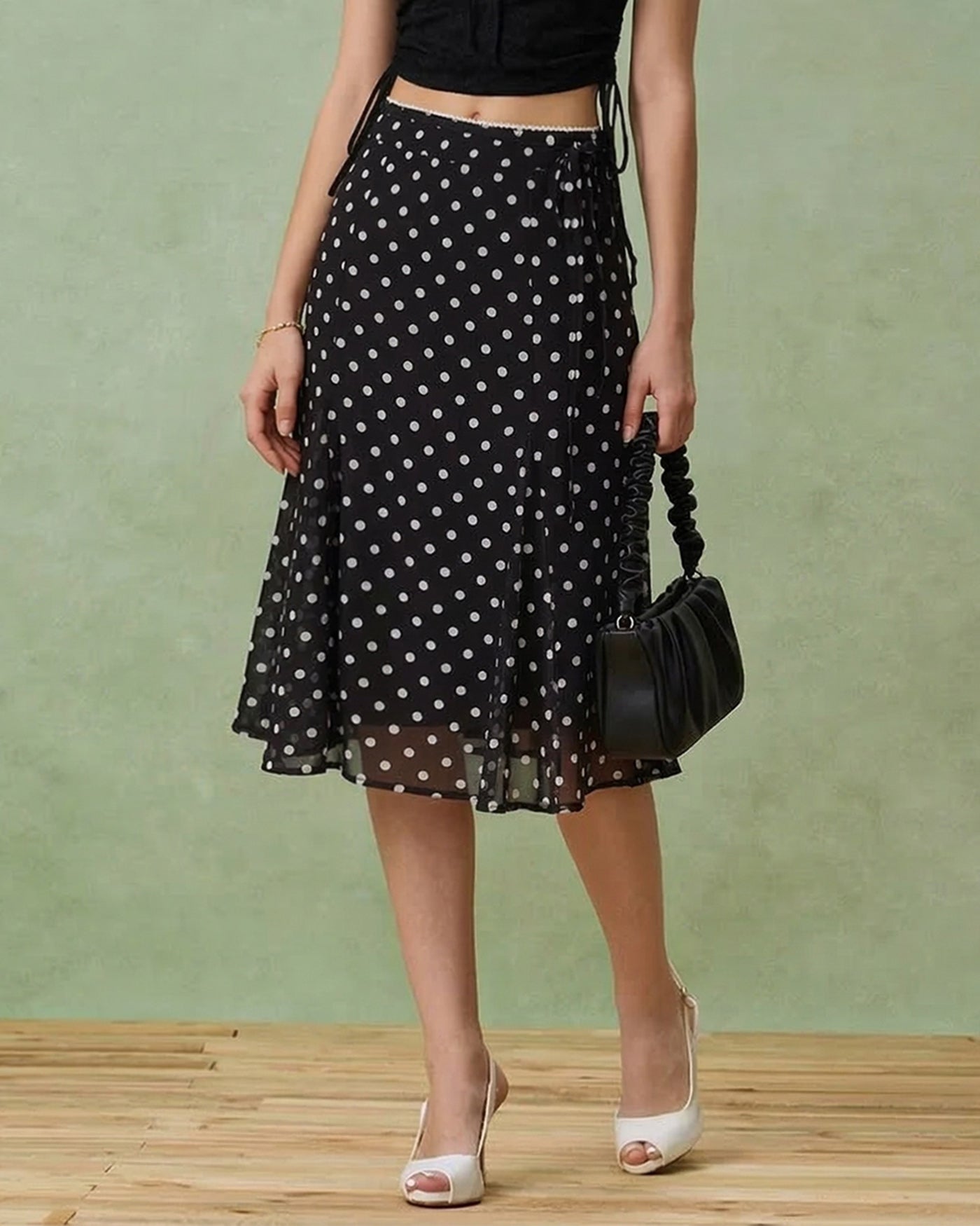 Polka Dot Mermaid Midi Skirt