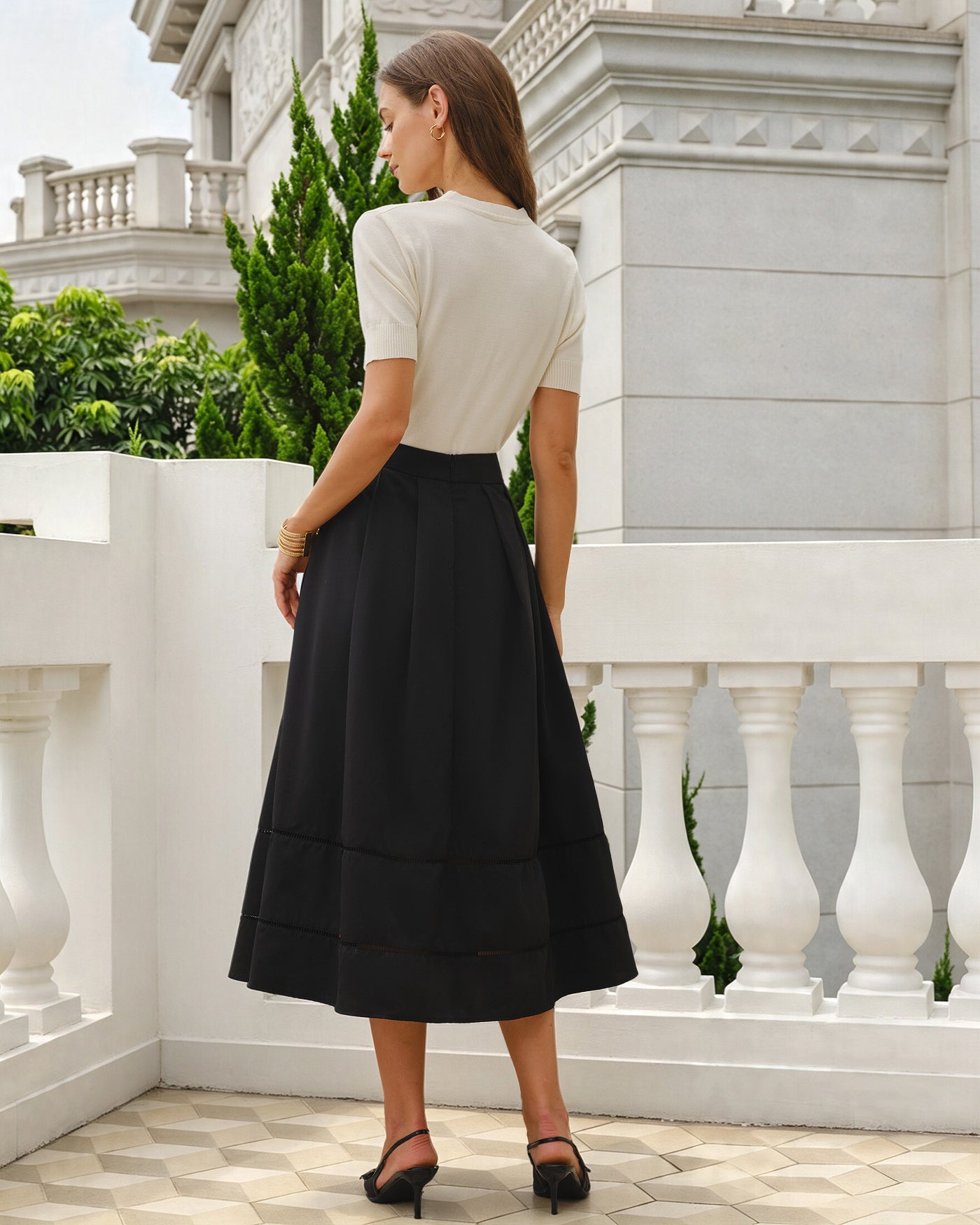 Women's Woven Polyester Skirt Bottoms - RIHOAS