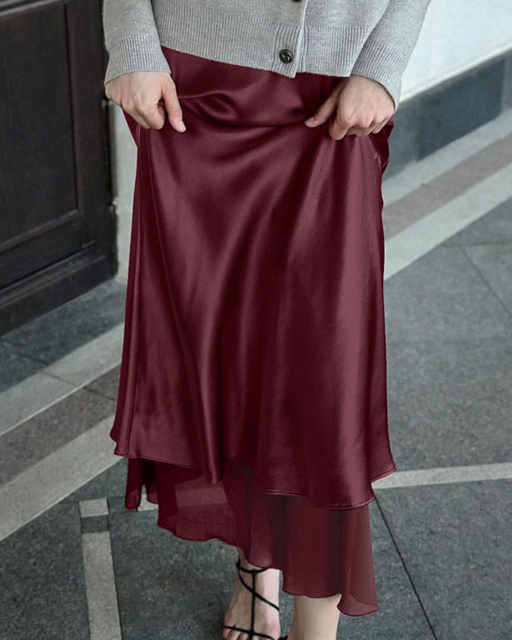 Women's Woven Polyester Skirt Bottoms - RIHOAS
