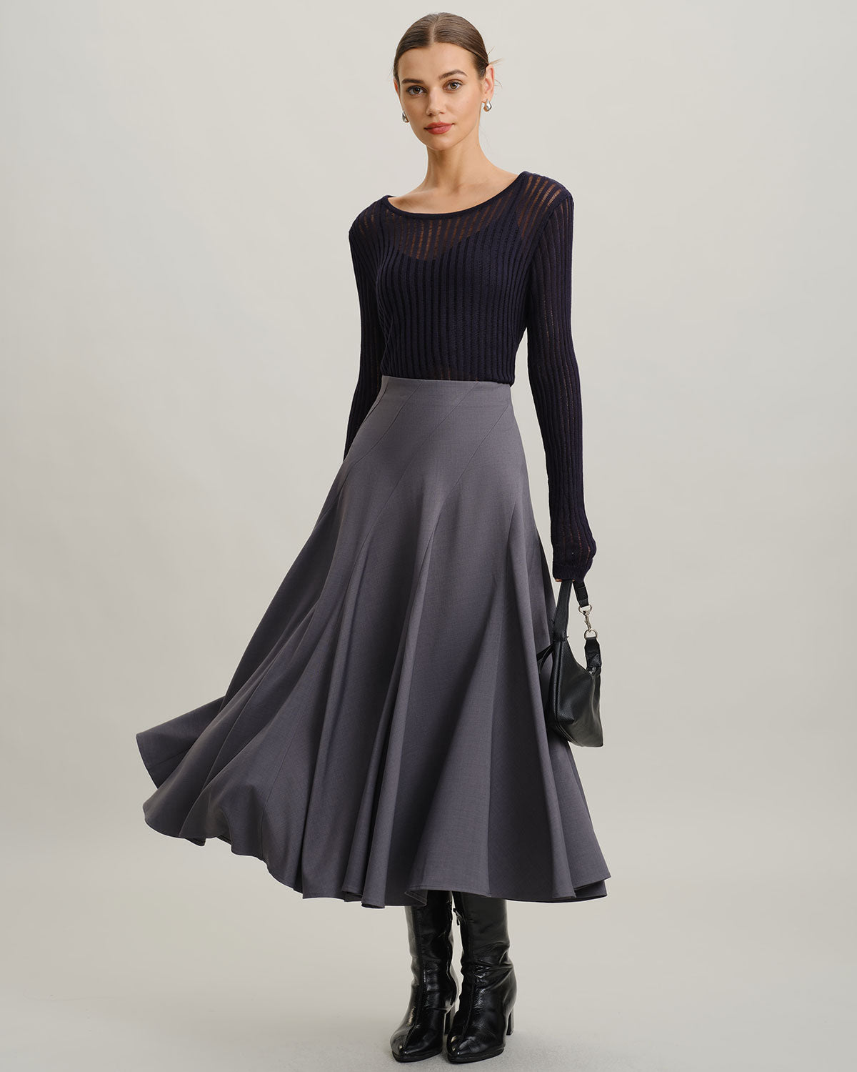 Women's Woven Polyester Skirt Bottoms - RIHOAS