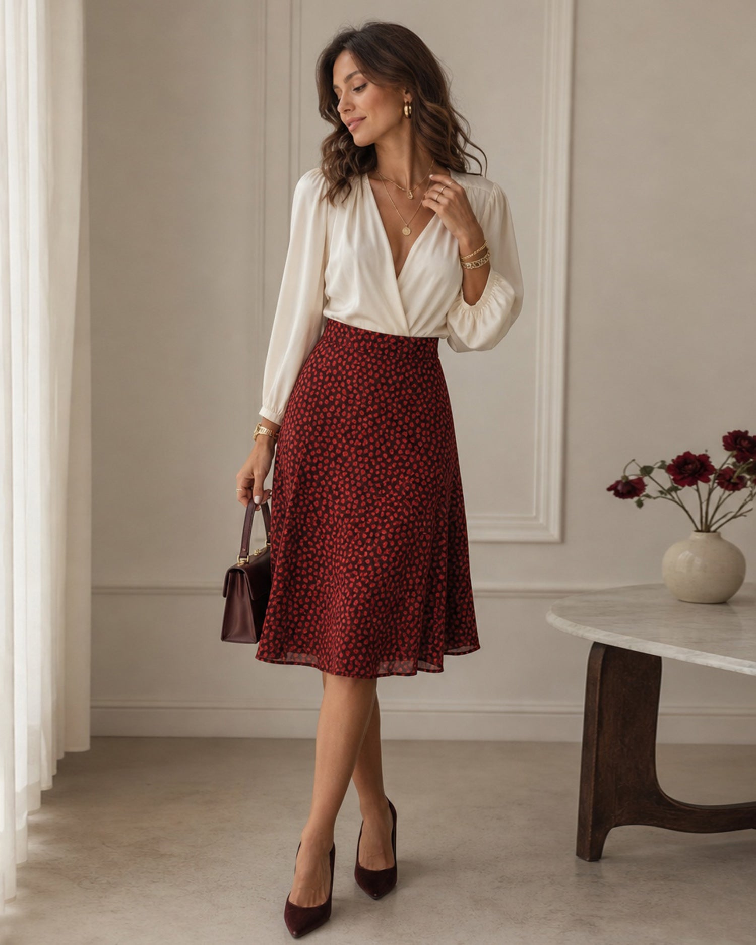 Women's Woven Polyester Skirt - RIHOAS