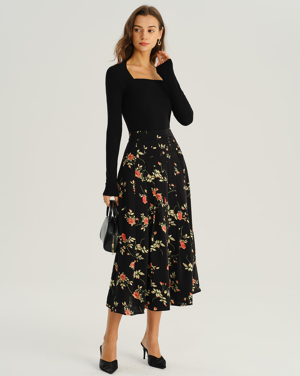Women's Woven Polyester Skirt Bottoms - RIHOAS