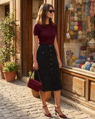 Women's Woven Polyester Skirt Bottoms - RIHOAS