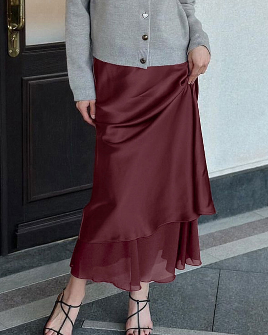 Women's Woven Polyester Skirt Bottoms - RIHOAS