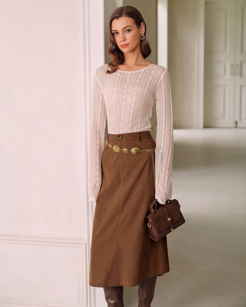 Women's Woven Polyester Skirt Bottoms - RIHOAS