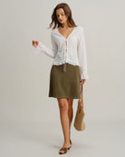 Women's Woven Polyester Skirt Bottoms - RIHOAS