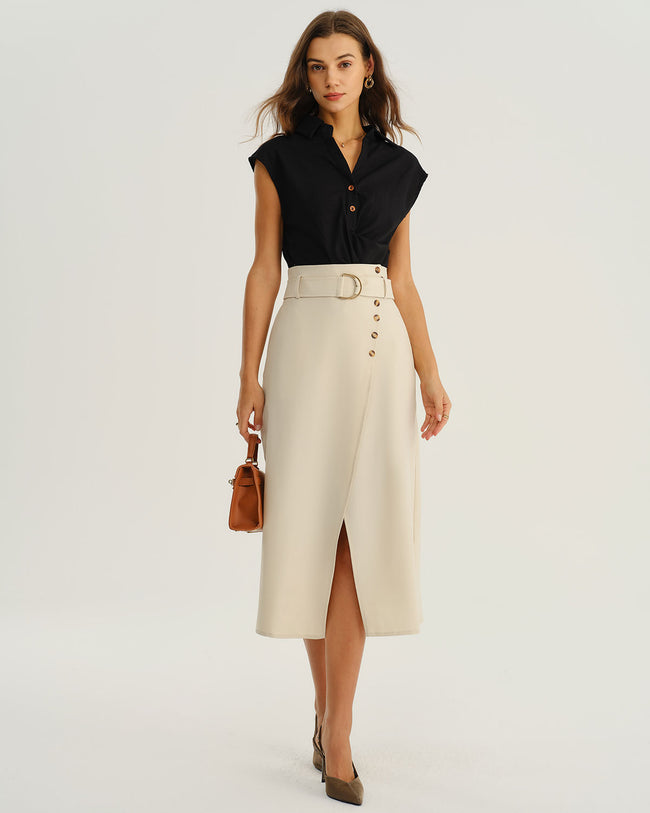 Beige Wrap Belted Midi Skirt & Reviews - Beige - Bottoms
