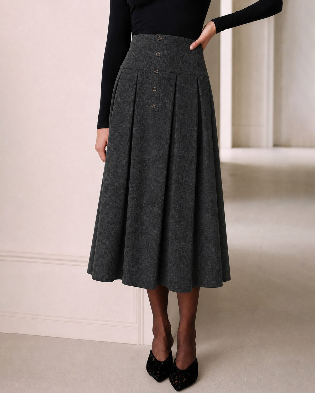 Women's Woven Polyester Skirt - RIHOAS