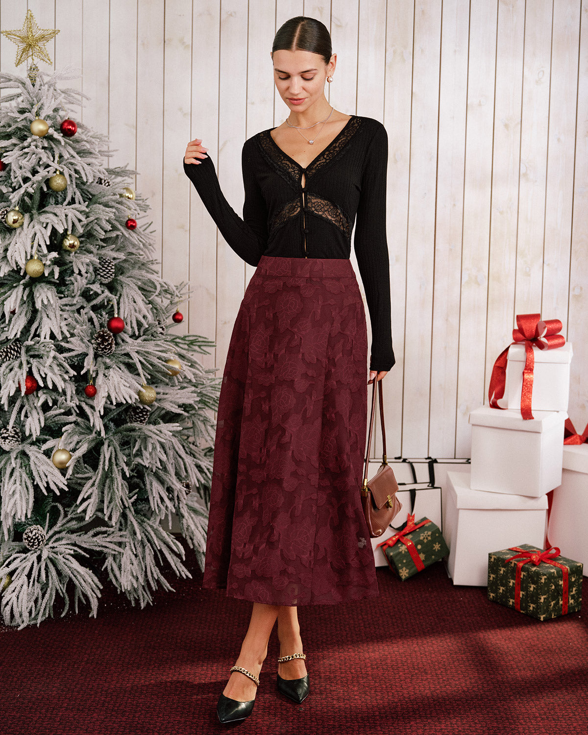 Women's Woven Polyester Skirt Bottoms - RIHOAS