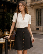 Women's Woven Polyester Skirt Bottoms - RIHOAS