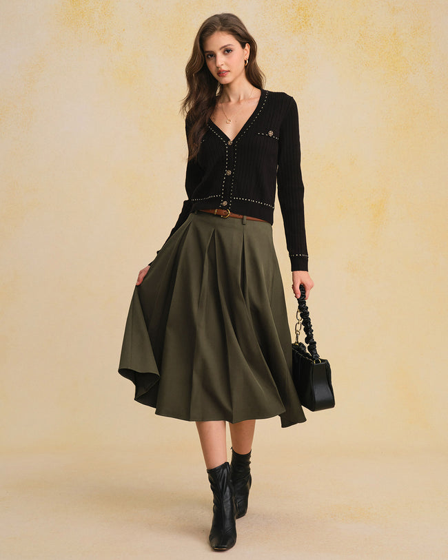 Women's Woven Polyester Skirt Bottoms - RIHOAS