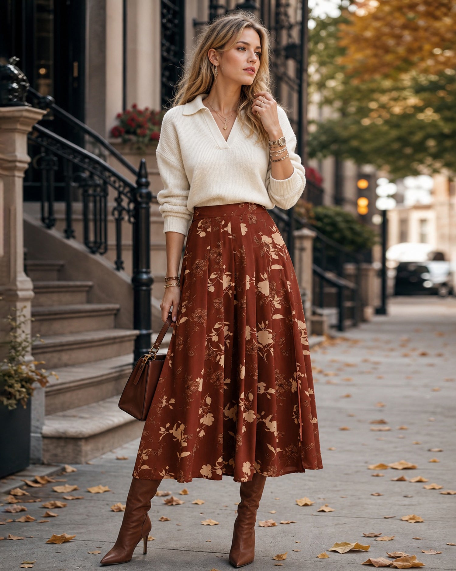 Women's Woven Polyester Skirt - RIHOAS