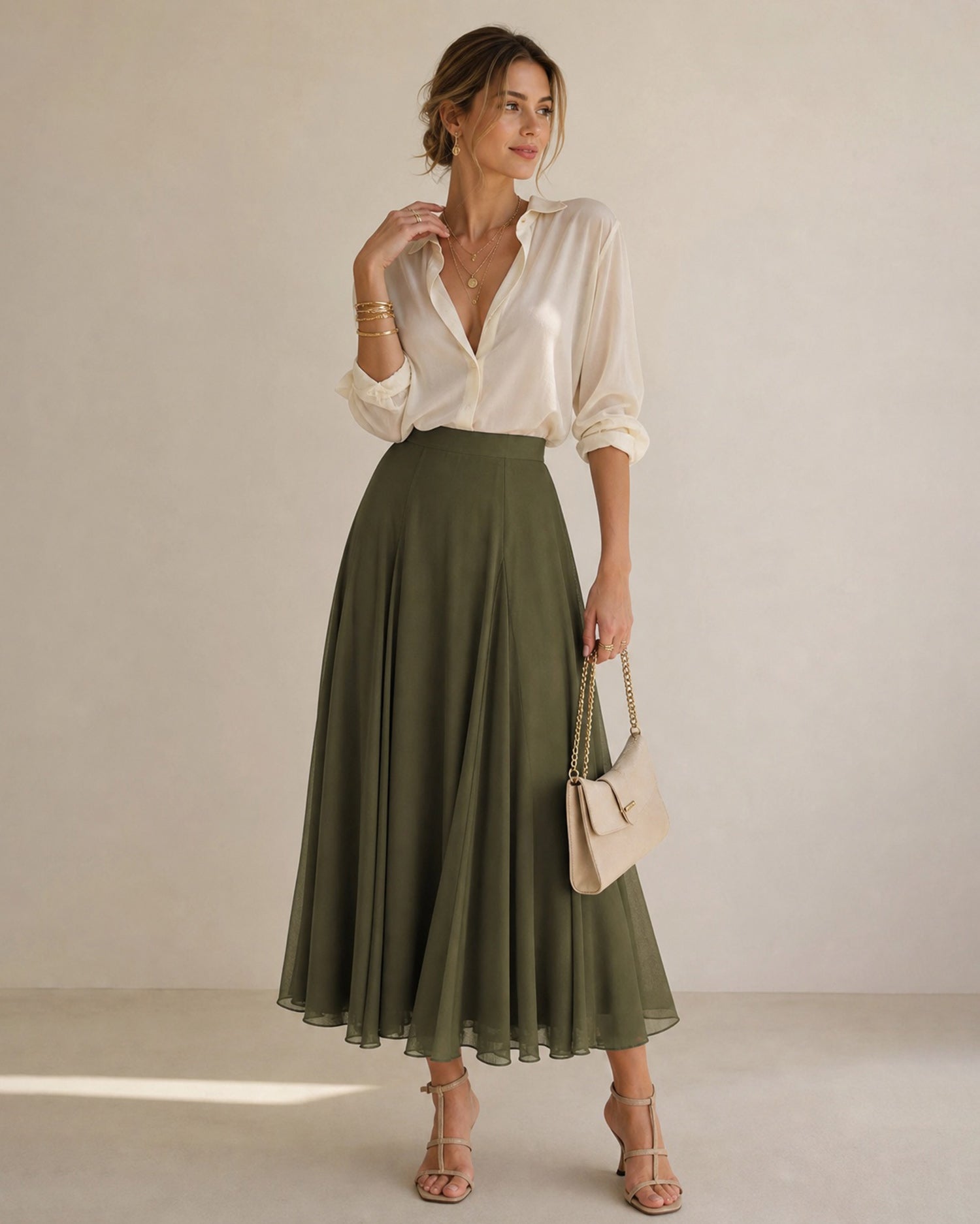 Women's Woven Polyester Skirt - RIHOAS