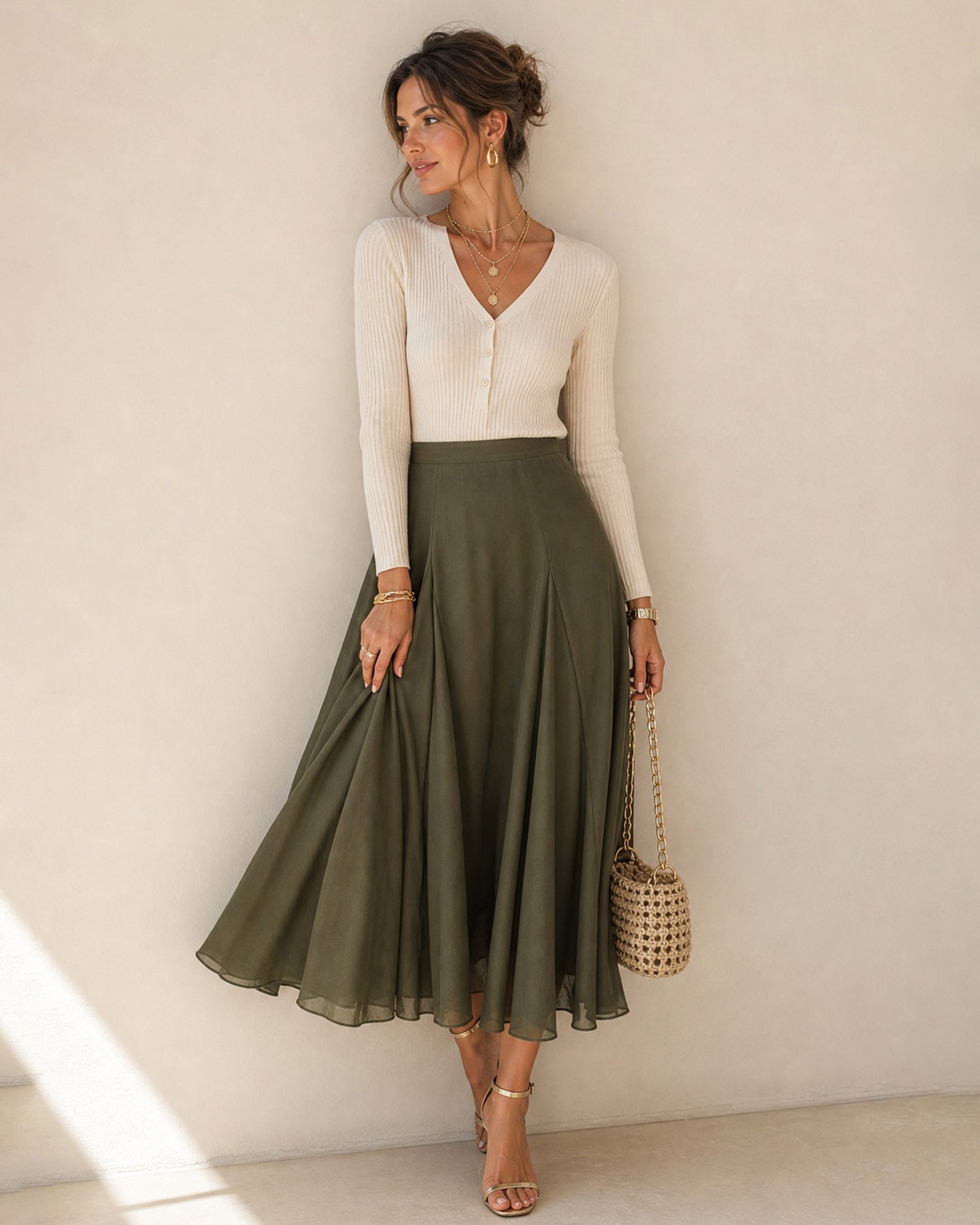 Women's Woven Polyester Skirt - RIHOAS