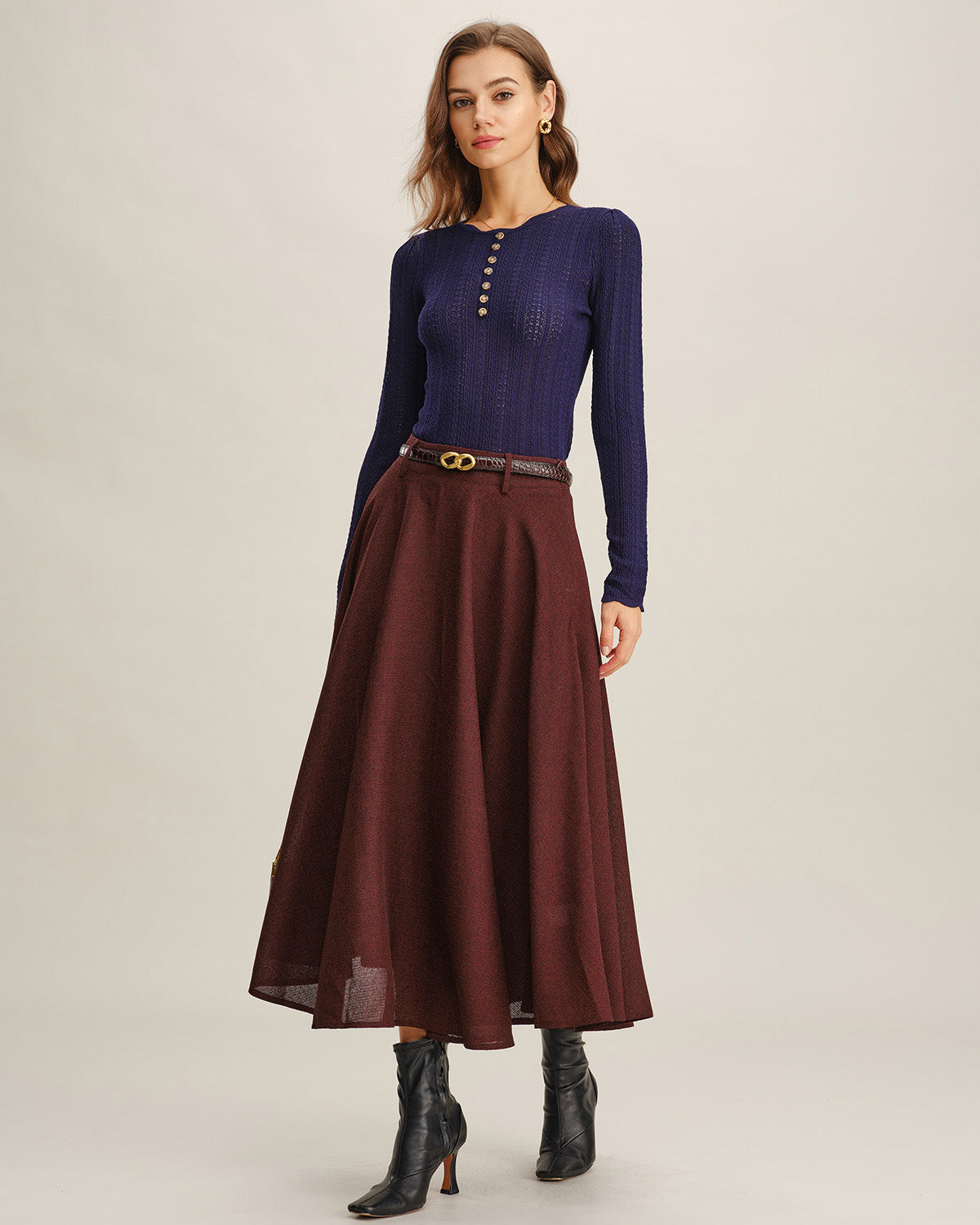 Women's Woven Polyester Skirt Bottoms - RIHOAS