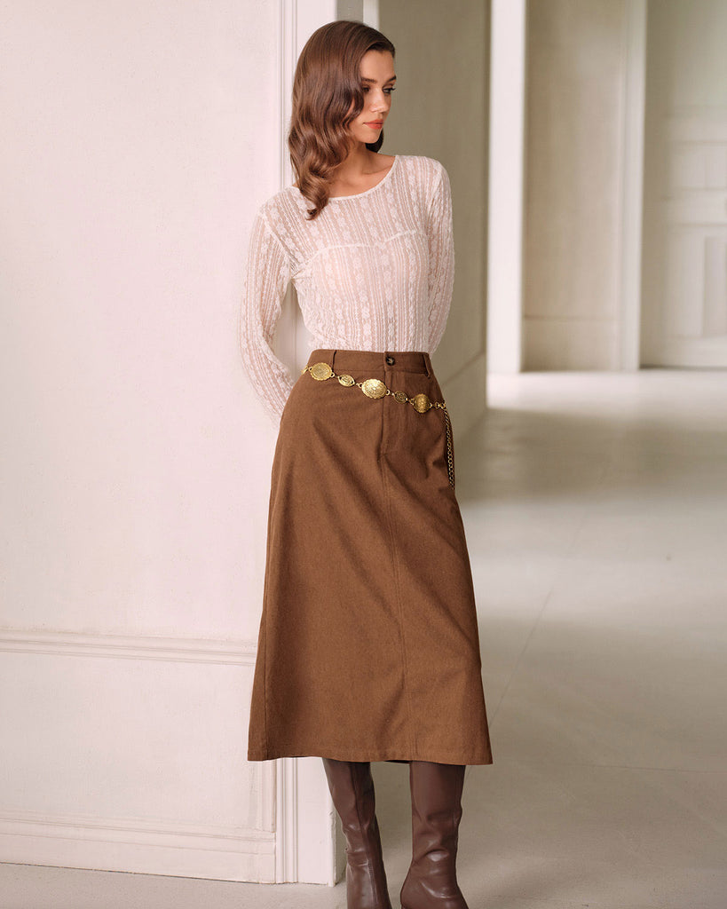 Women's Woven Polyester Skirt Bottoms - RIHOAS