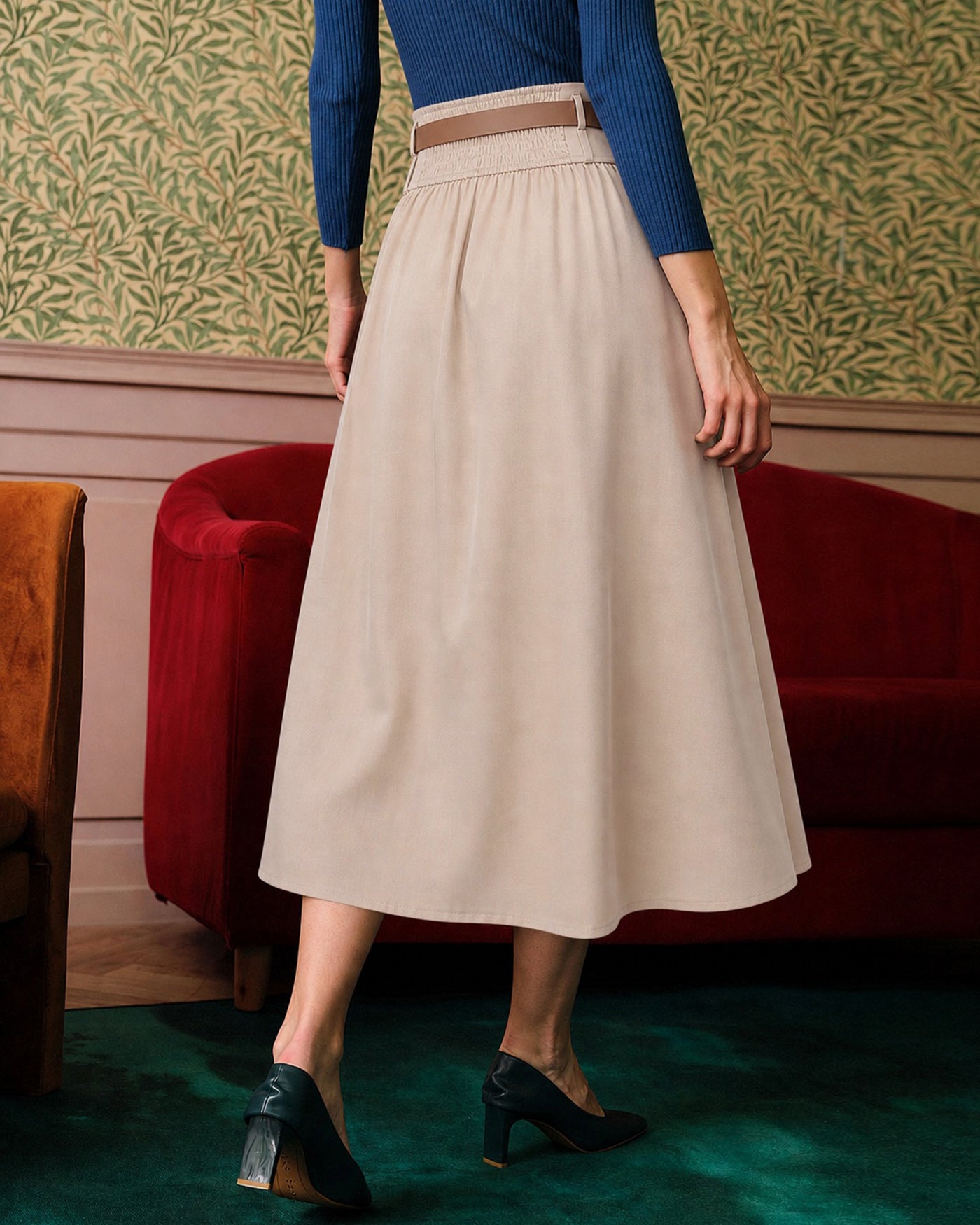 Women's Woven Polyester Skirt Bottoms - RIHOAS