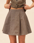 Women's Woven Polyester Skirt Brown Bottoms - RIHOAS
