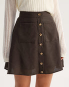 Women's Woven Polyester Skirt Brown Bottoms - RIHOAS