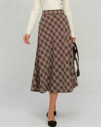 Women's Woven Polyester Skirt Brown Bottoms - RIHOAS