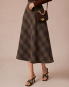 Women's Woven Polyester Skirt Brown - RIHOAS