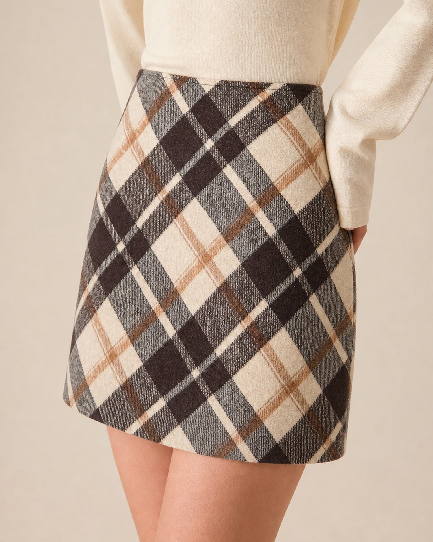 Women's Woven Polyester Skirt Brown - RIHOAS