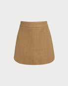 Women's Woven Polyester Skirt Caramel Bottoms - RIHOAS
