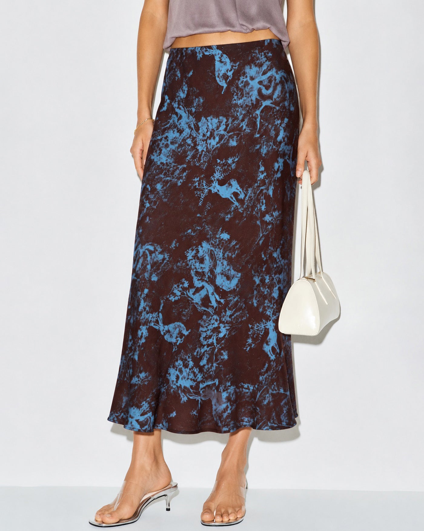 Women's Woven Polyester Skirt Coffee Bottoms - RIHOAS