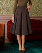 Women's Woven Polyester Skirt Coffee - RIHOAS