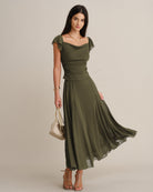 Women's Woven Polyester Skirt Green - RIHOAS