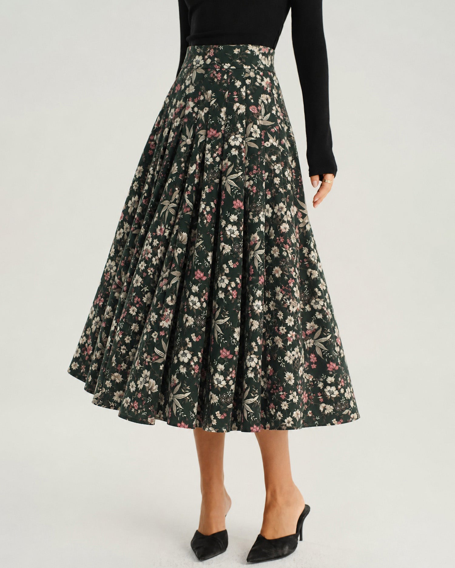 Women's Woven Polyester Skirt Green - RIHOAS