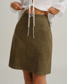 Women's Woven Polyester Skirt Green Bottoms - RIHOAS
