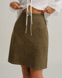 Women's Woven Polyester Skirt Green Bottoms - RIHOAS