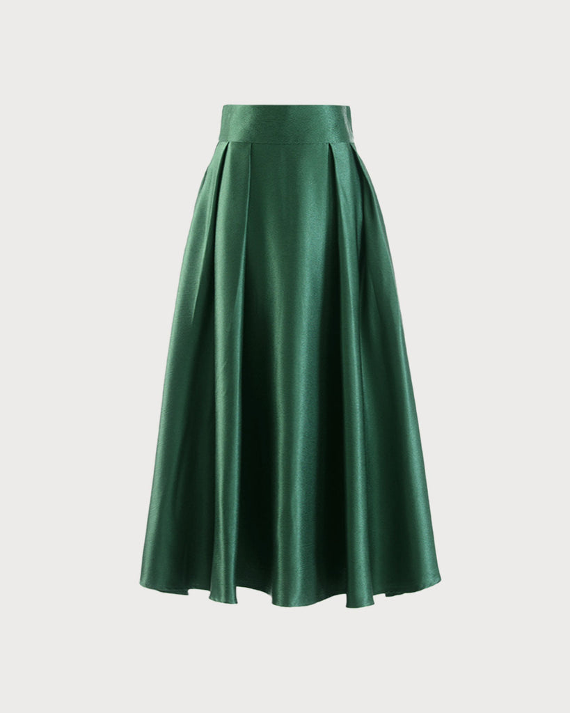 Women's Woven Polyester Skirt Green Bottoms - RIHOAS