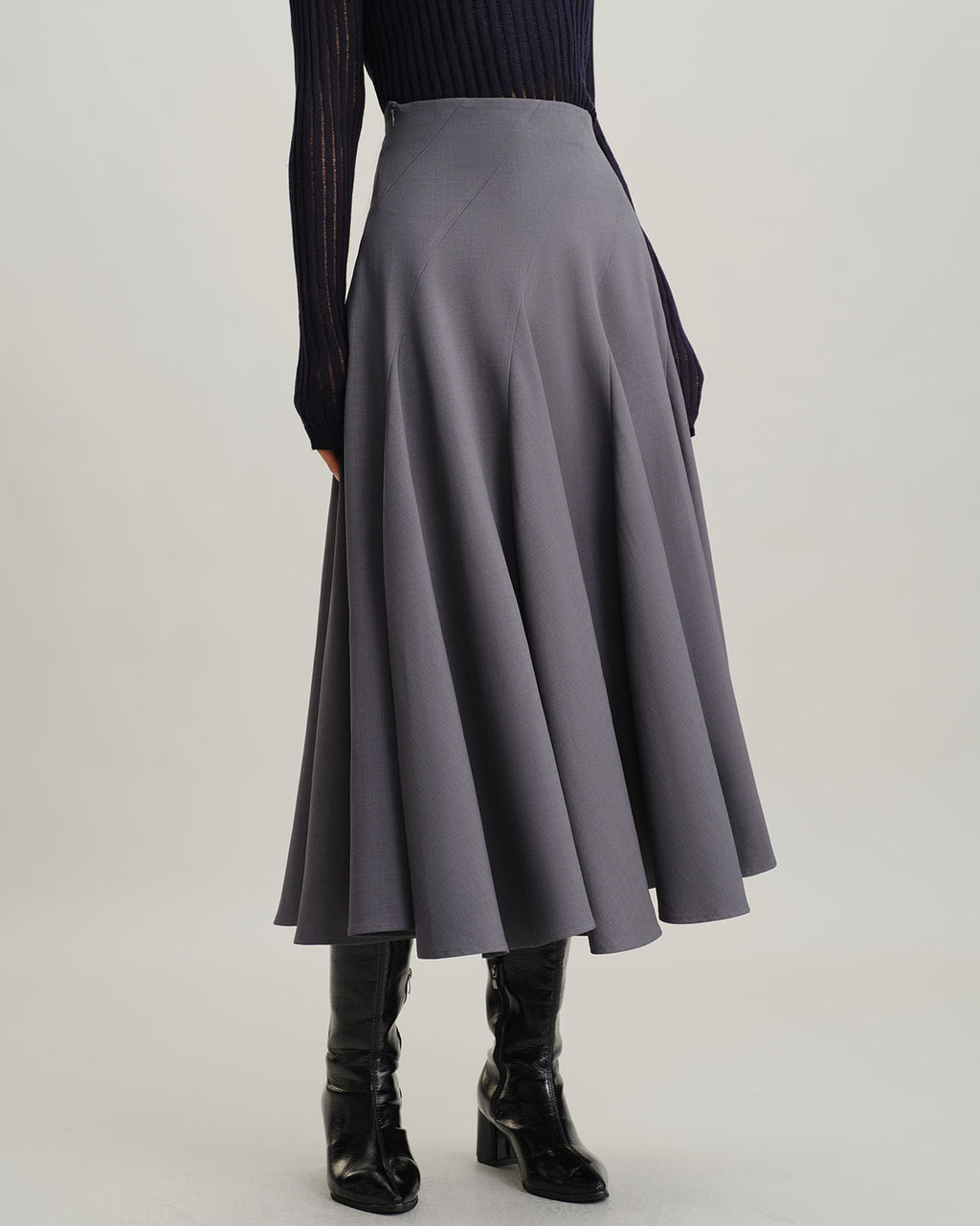 Women's Woven Polyester Skirt Grey Bottoms - RIHOAS