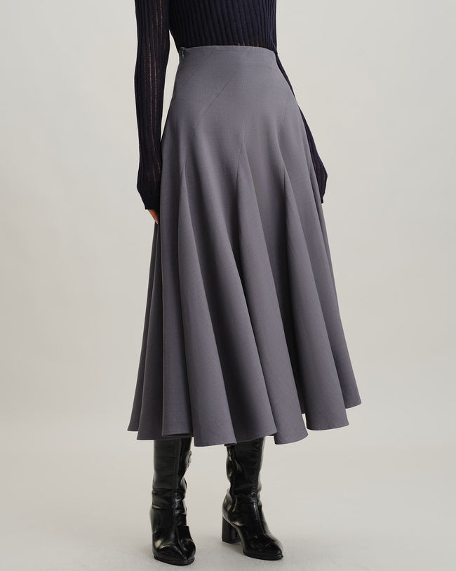 Grey High Waisted Pleated Midi Skirt Reviews Grey Bottoms